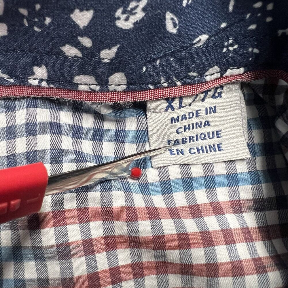 Tommy Bahama Button-Up Long Sleeve Shirt Men's XL Blue & Red Check Pima Cotton - Picture 3 of 8